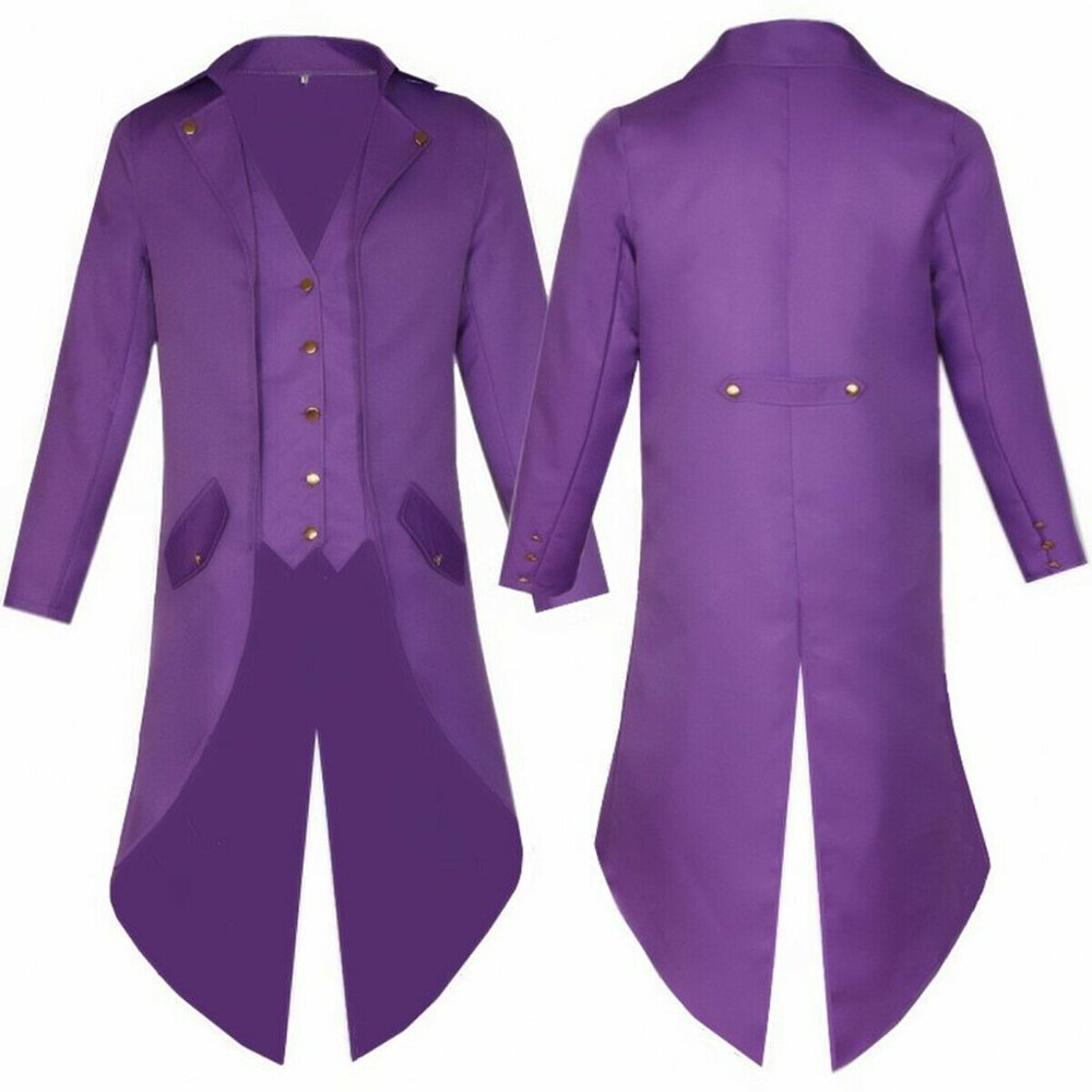 Purple Victorian Goth Steampunk Costume Tail Coat